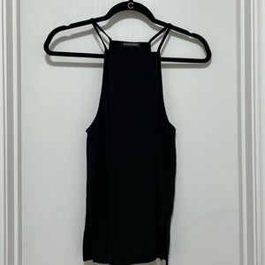 American Apparel Black Crepe High Neck Top